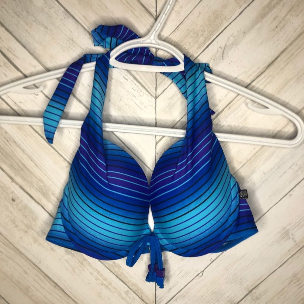 La vie en rose aqua swim bikini top blue halter